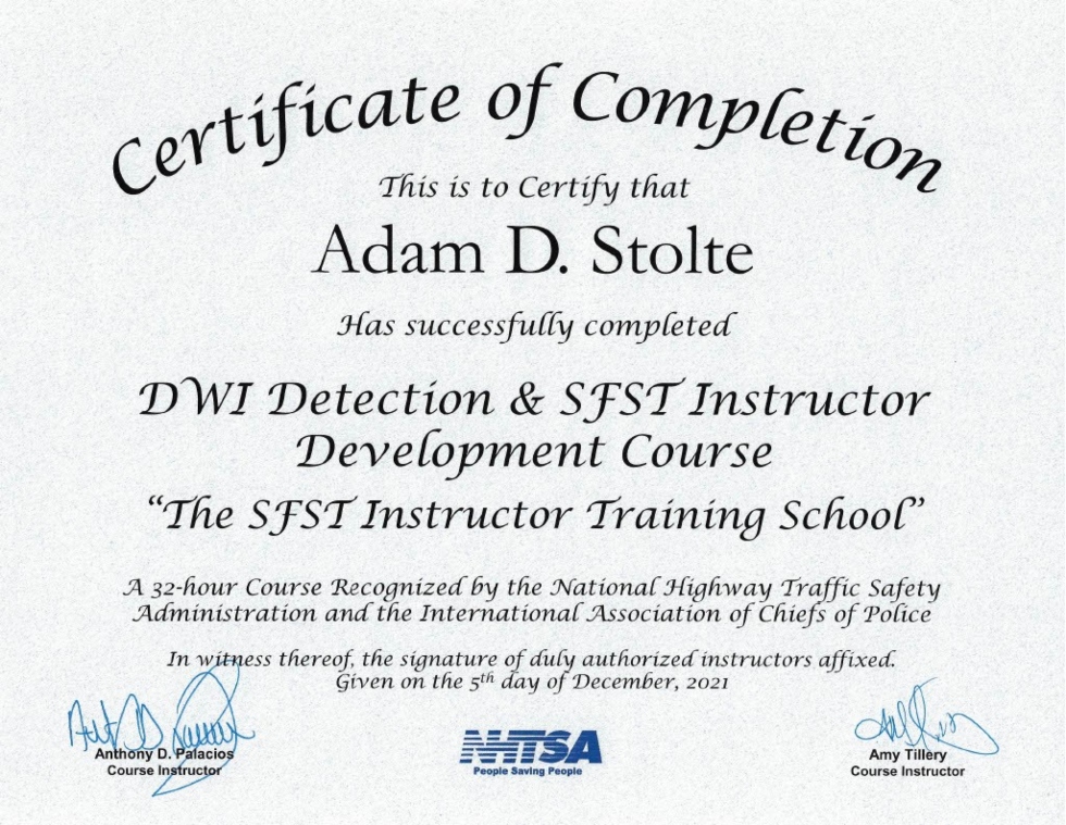 SFST-Instructor Certificate